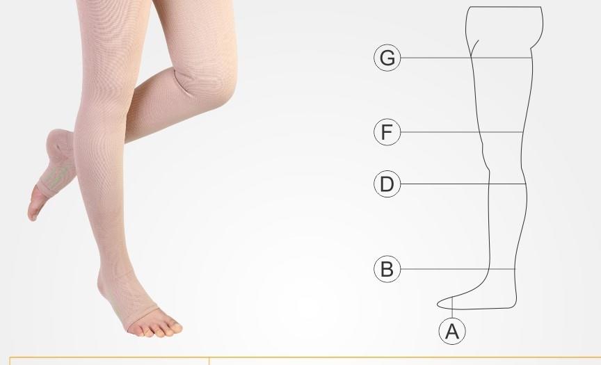 جوراب واریس رنگ پا BF طب و صنعت کد 70300-بدون کف بالای زانو کوتاه